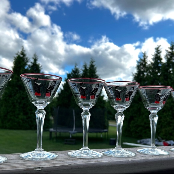 Vintage Libbey Pickwick Merrymaker Martini Glasses, Midcentury Equestrian Cockta - Picture 10 of 12